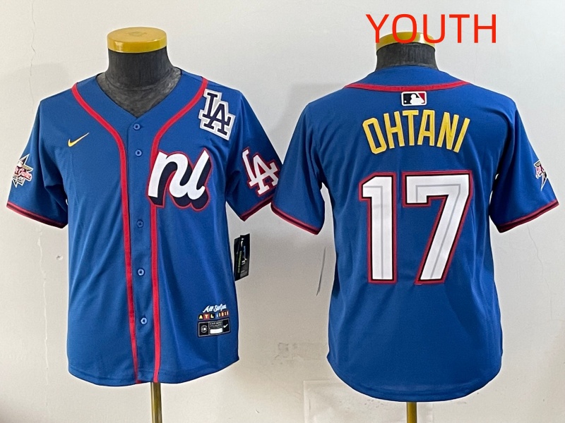 Youth 2025 Los Angeles Dodgers #17 Ohtani Blue Nike  2025 MLB All Star  Jersey style 004->youth mlb jersey->Youth Jersey